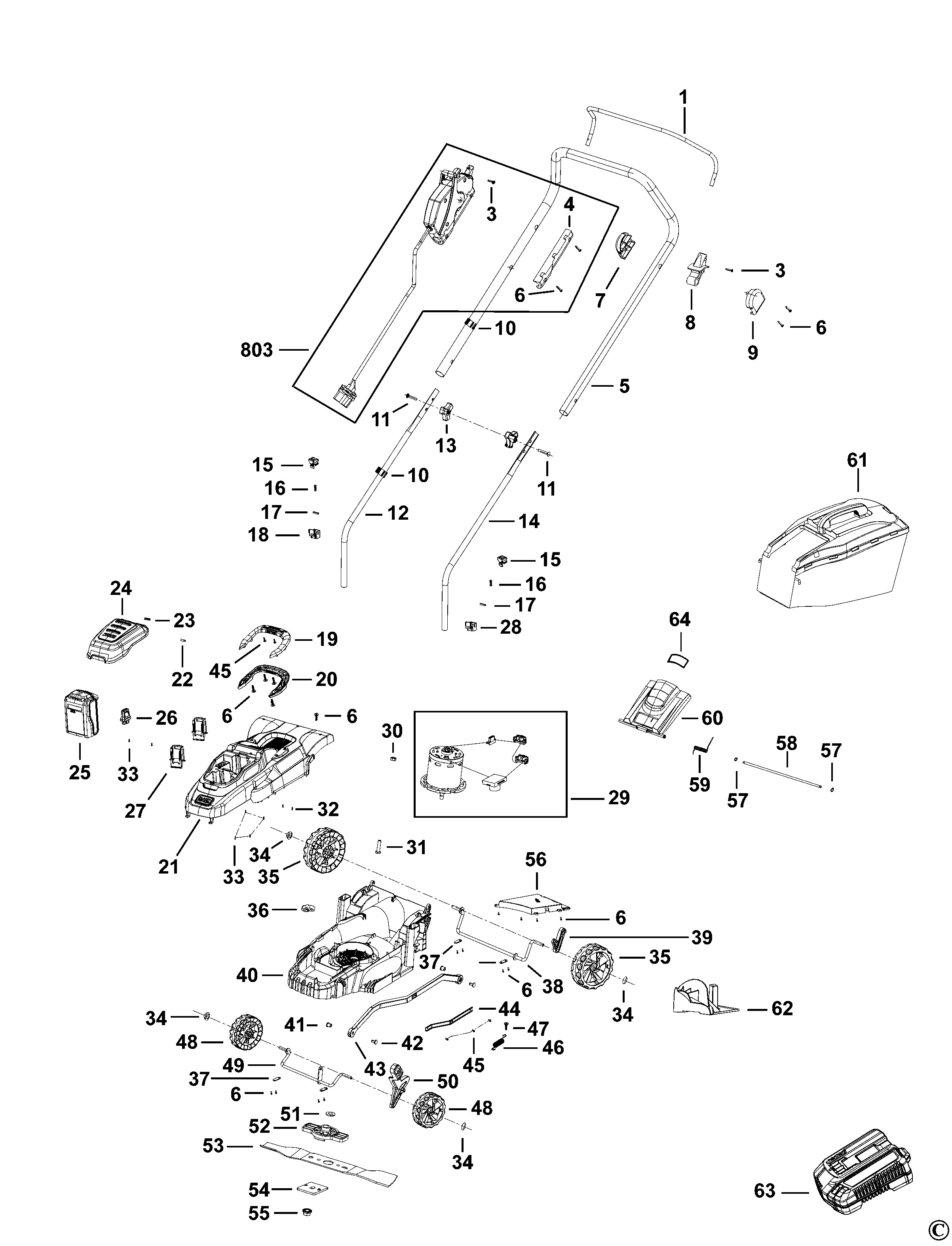 Black Decker BCMW3336 GB 36V Compact Lawn Mower Type H1 Spare Parts